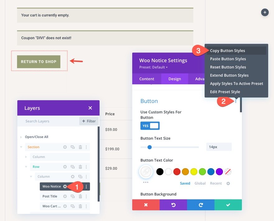 Divi WooCommerce 購物車頁面模板