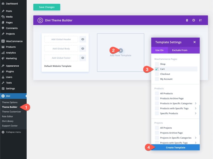 Divi WooCommerce 購物車頁面模板
