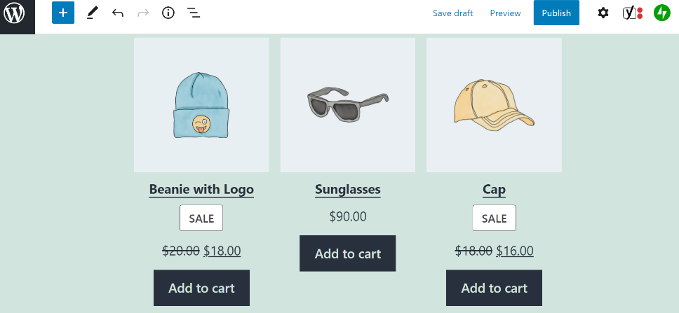 カテゴリ別商品ブロックの使用。