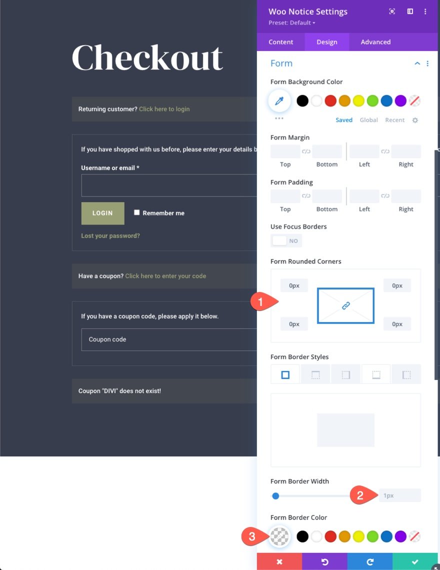 plantilla de página de pago de woocommerce para Divi