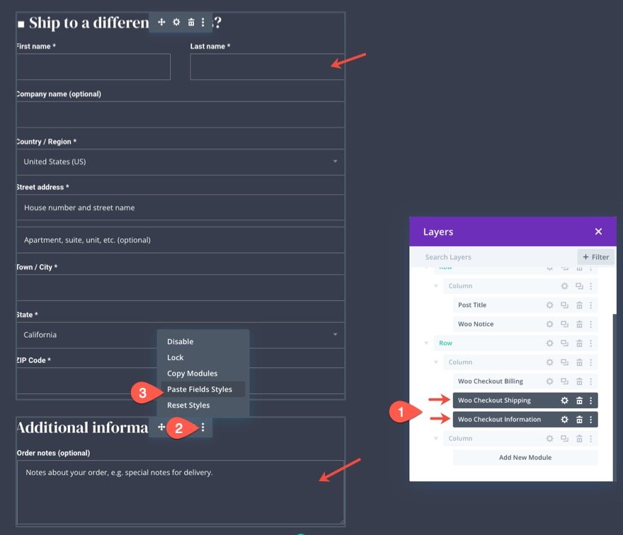 plantilla de página de pago de woocommerce para Divi