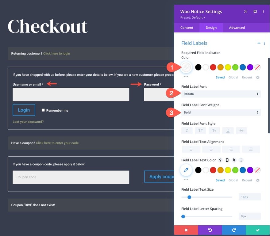 plantilla de página de pago de woocommerce para Divi