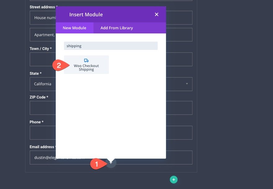 plantilla de página de pago de woocommerce para Divi