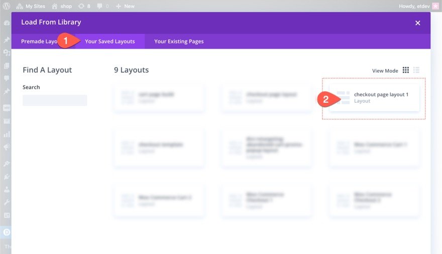 plantilla de página de pago de woocommerce para Divi