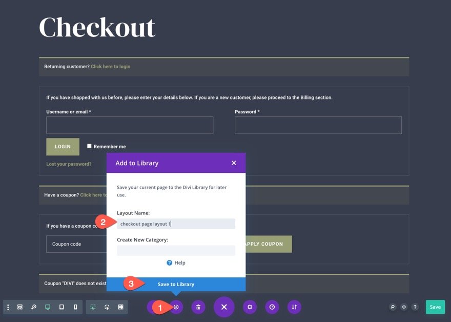 plantilla de página de pago de woocommerce para Divi