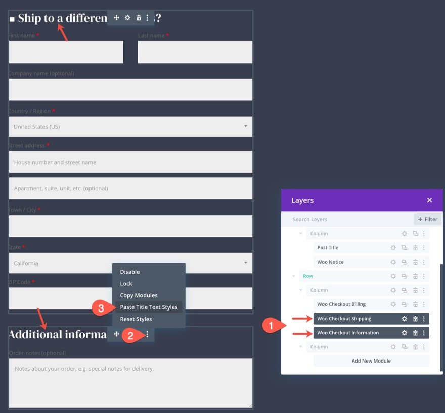 plantilla de página de pago de woocommerce para Divi