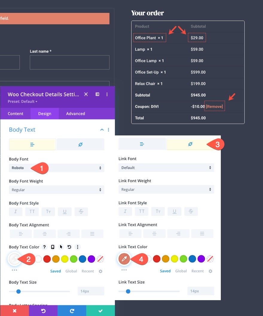 plantilla de página de pago de woocommerce para Divi