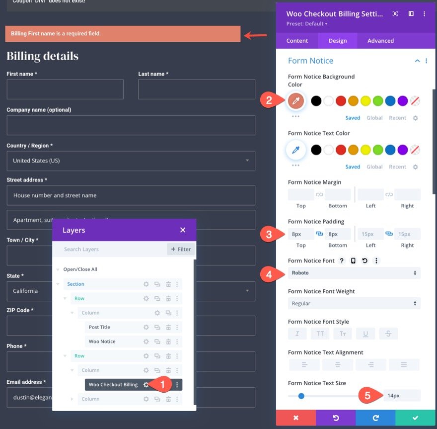 plantilla de página de pago de woocommerce para Divi