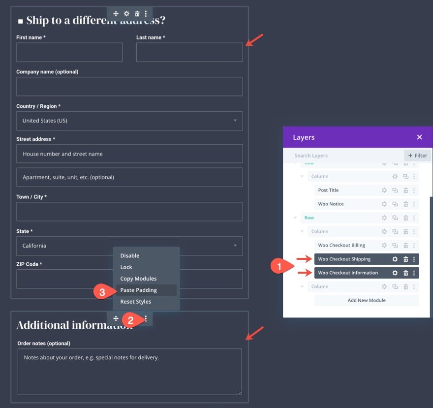 plantilla de página de pago de woocommerce para Divi