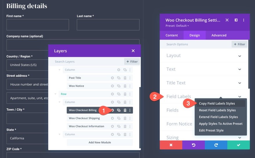 plantilla de página de pago de woocommerce para Divi