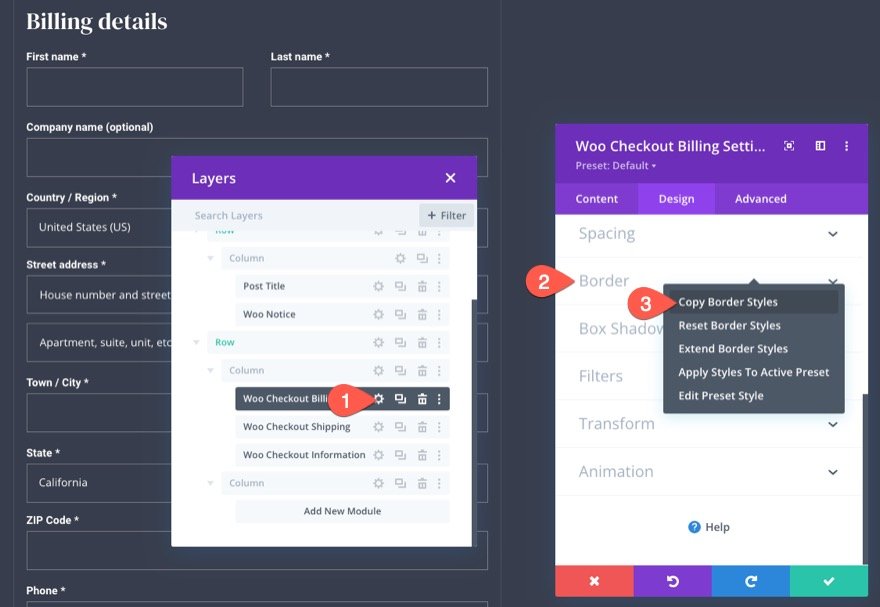 plantilla de página de pago de woocommerce para Divi