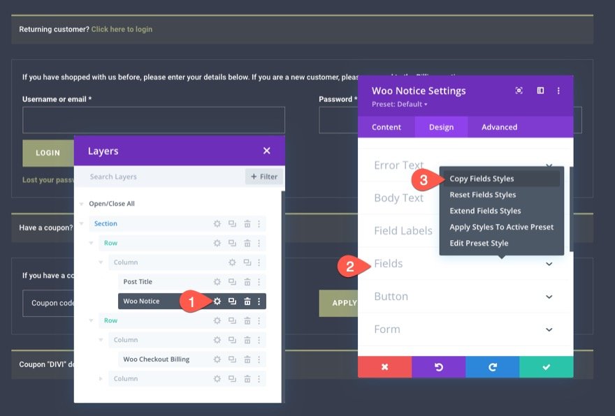 plantilla de página de pago de woocommerce para Divi