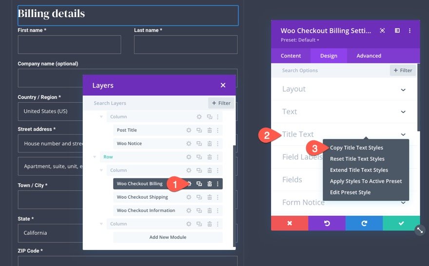 plantilla de página de pago de woocommerce para Divi