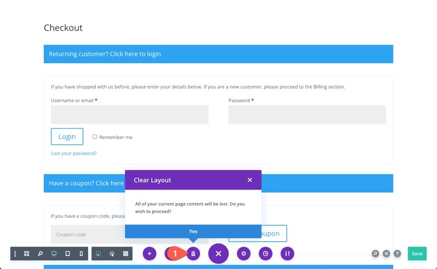 plantilla de página de pago de woocommerce para Divi