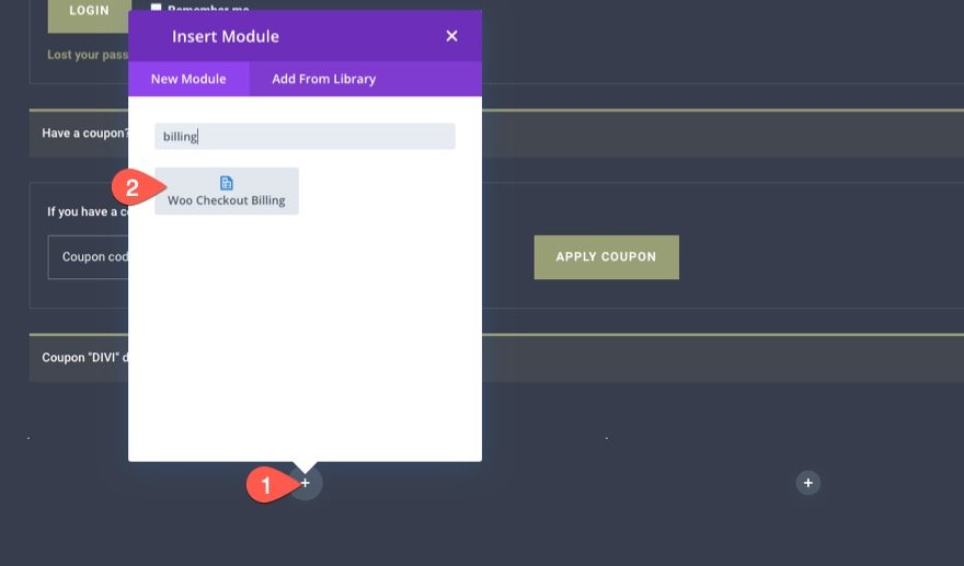 plantilla de página de pago de woocommerce para Divi