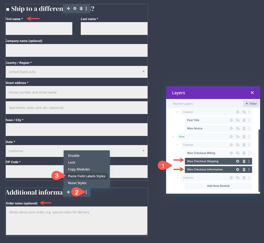 plantilla de página de pago de woocommerce para Divi