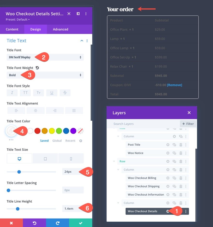 plantilla de página de pago de woocommerce para Divi