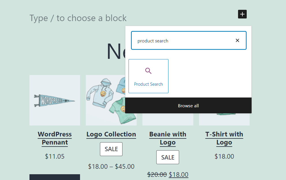 Menambahkan blok Pencarian Produk