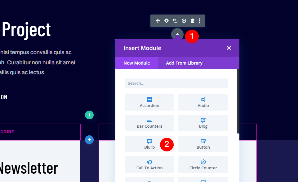 Usar módulos de Blurb como elementos de pie de página