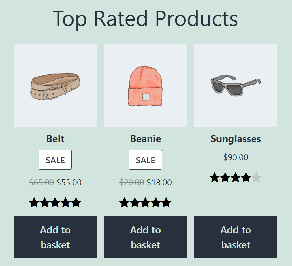 Le bloc WooCommerce des produits les mieux notés