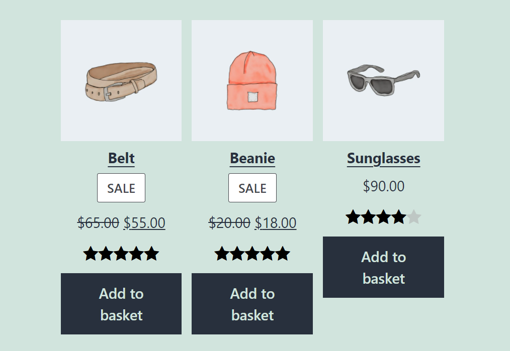 Une grille de produits WooCommerce affichant les produits les mieux notés