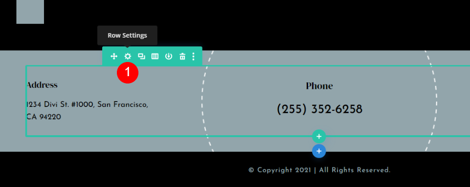 Setări coloanei Sticky Divi Footer
