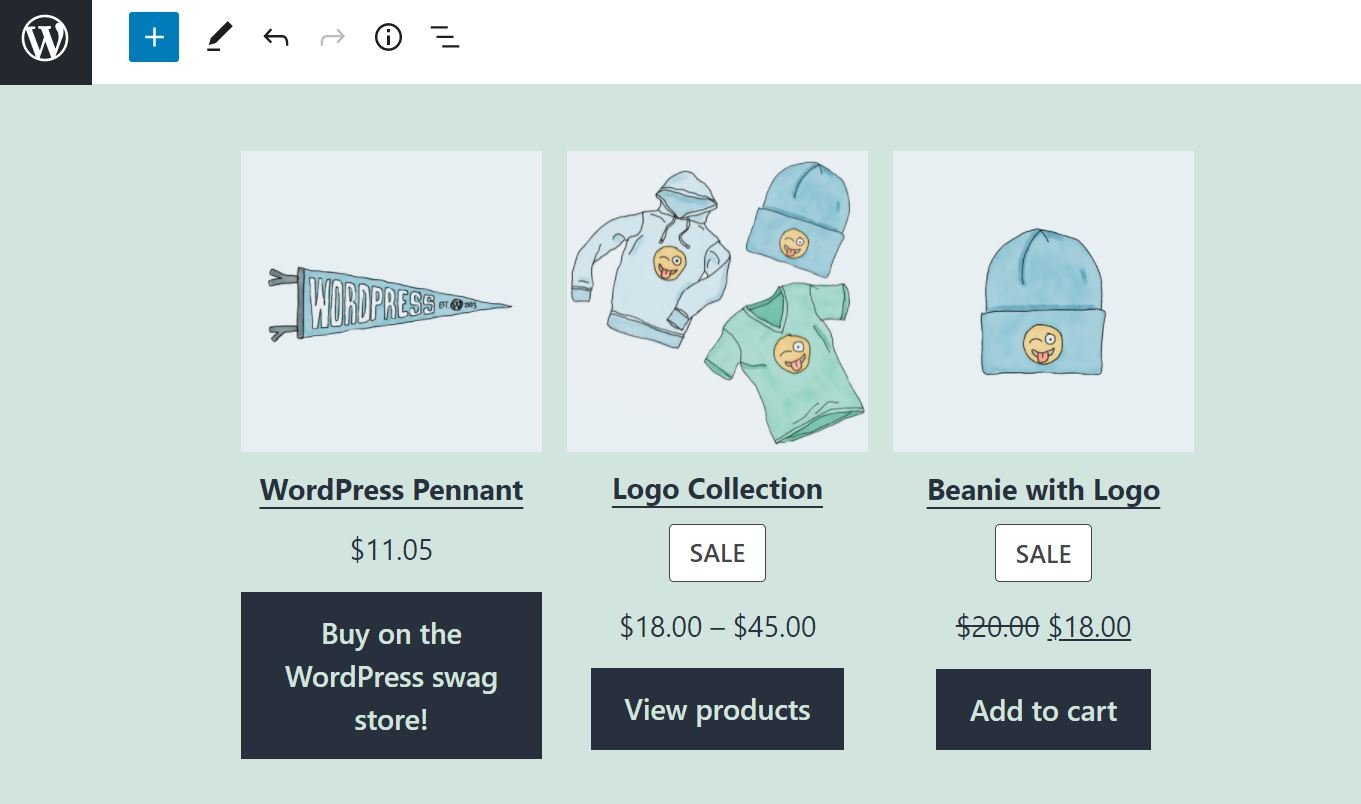 Блок Newest Products WooCommerce в редакторе блоков