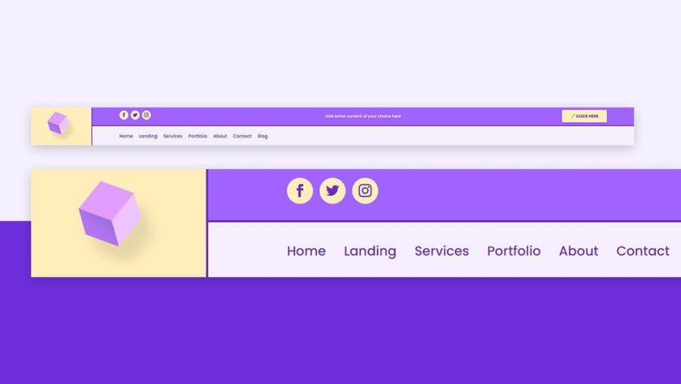 اجعل شعارك يتقاطع مع أشرطة القائمة الأساسية والثانوية داخل رأسك