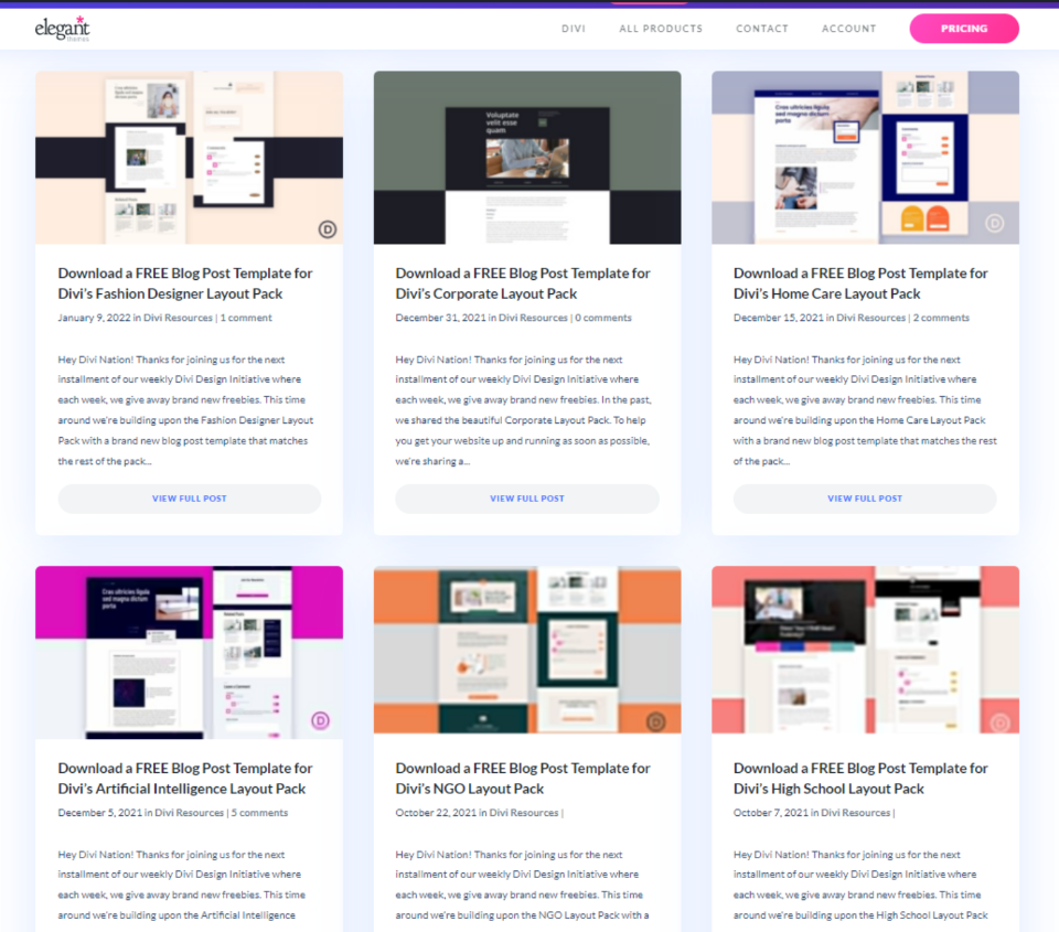 Come trovare modelli di post di blog gratuiti per Divi