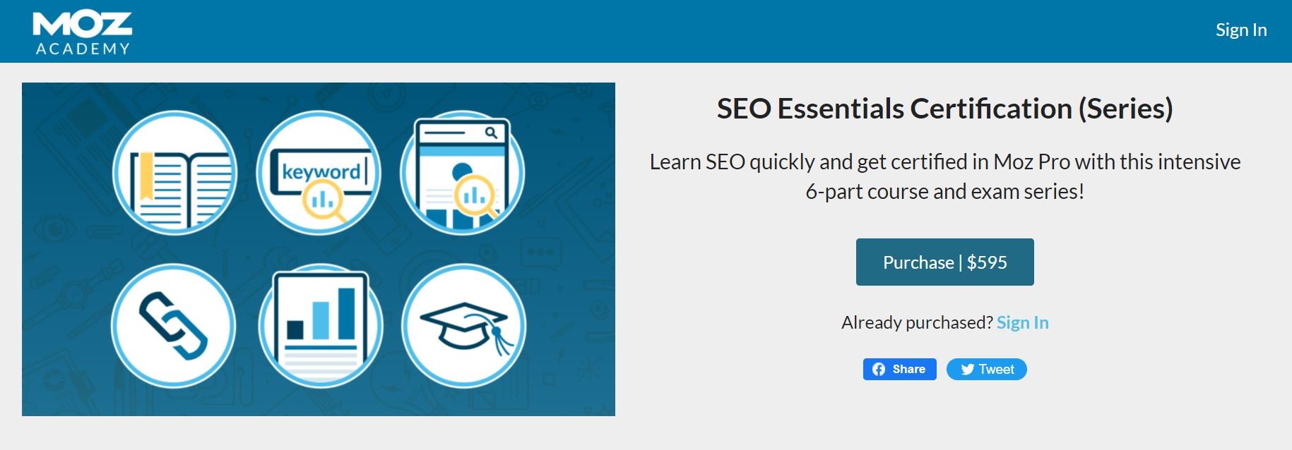 Il corso di certificazione SEO Essentials di Moz include una formazione sulla ricerca di parole chiave.