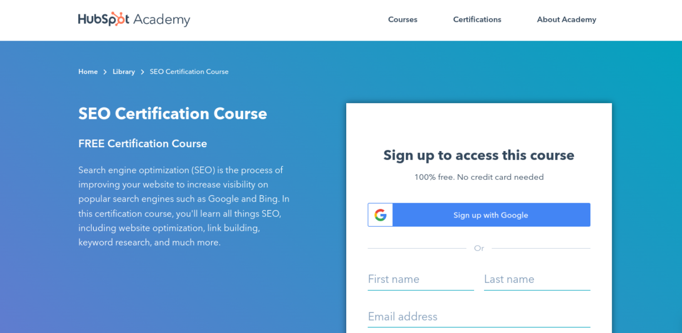 HubSpot Academy SEO 培训网站可帮助您获得 SEO 专业知识。