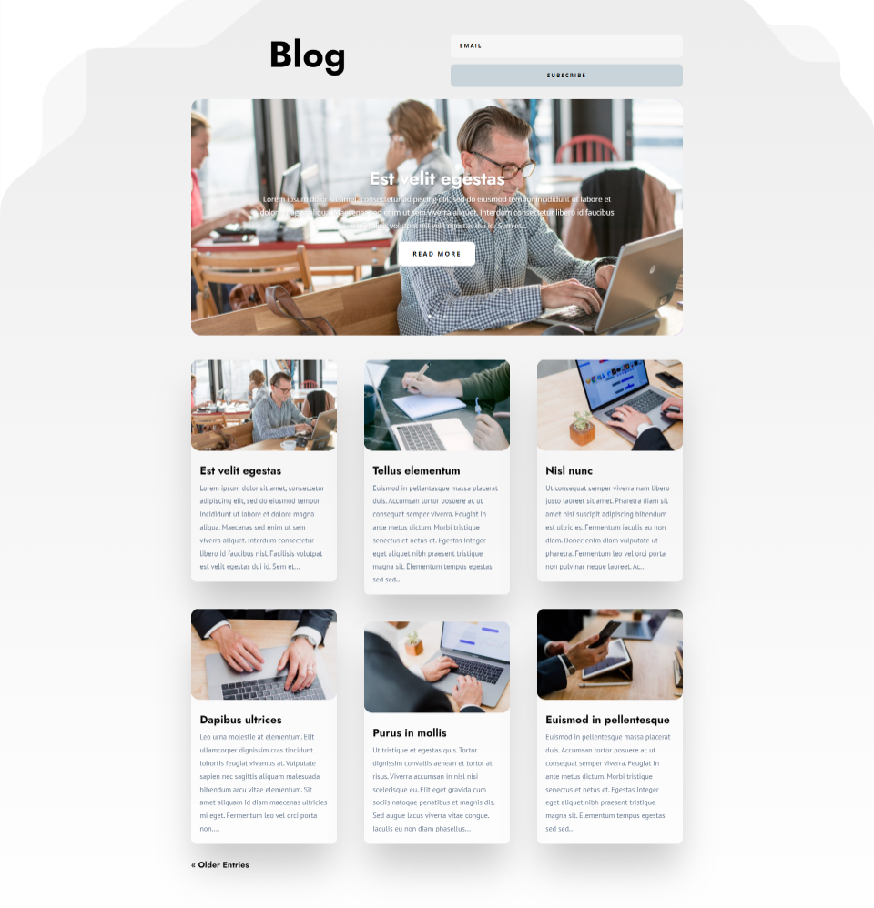 Layout de grade do módulo Divi Blog