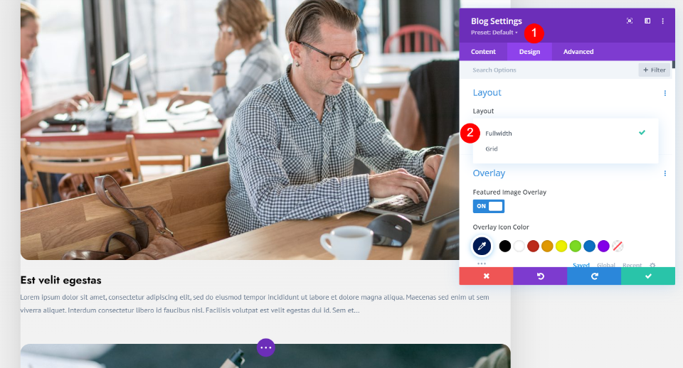 Alterando o layout do módulo Divi Blog