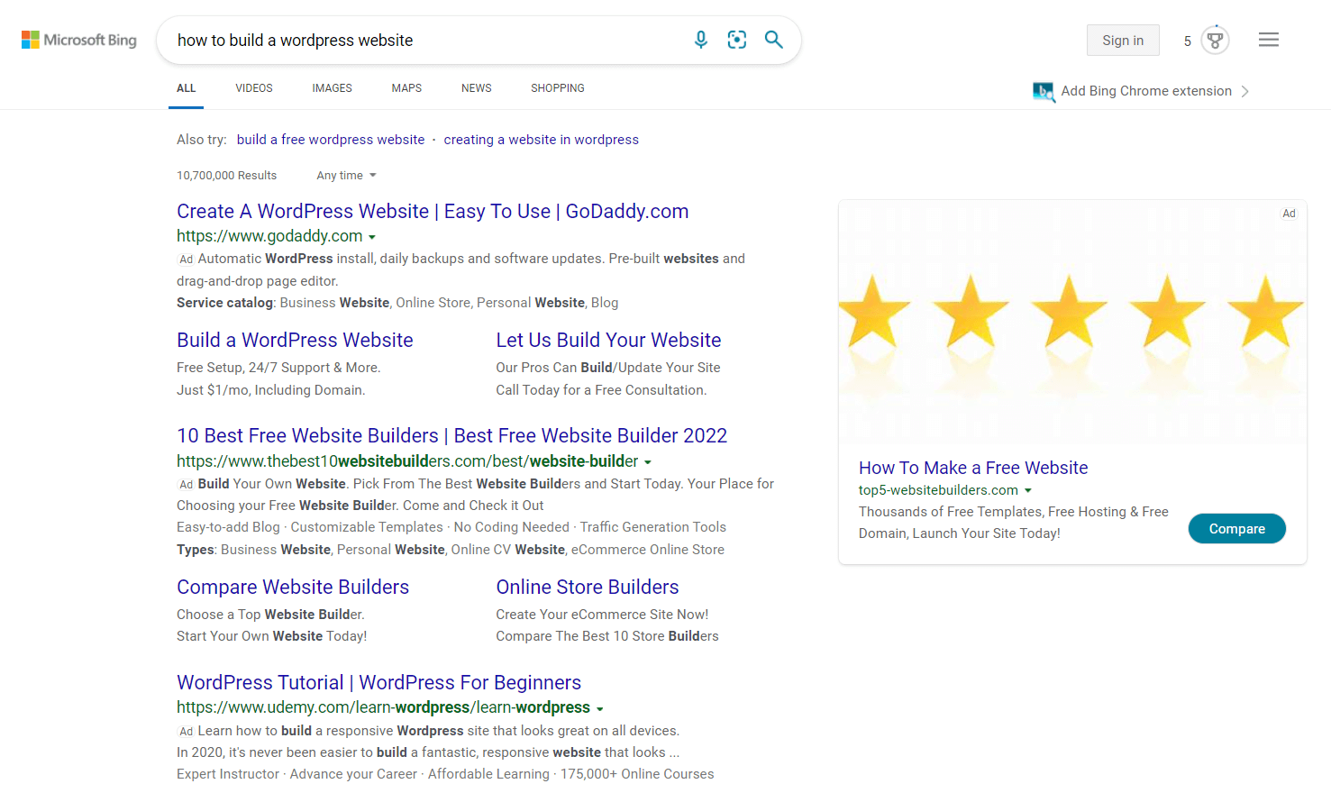 使用 Microsoft Bing 進行搜索。