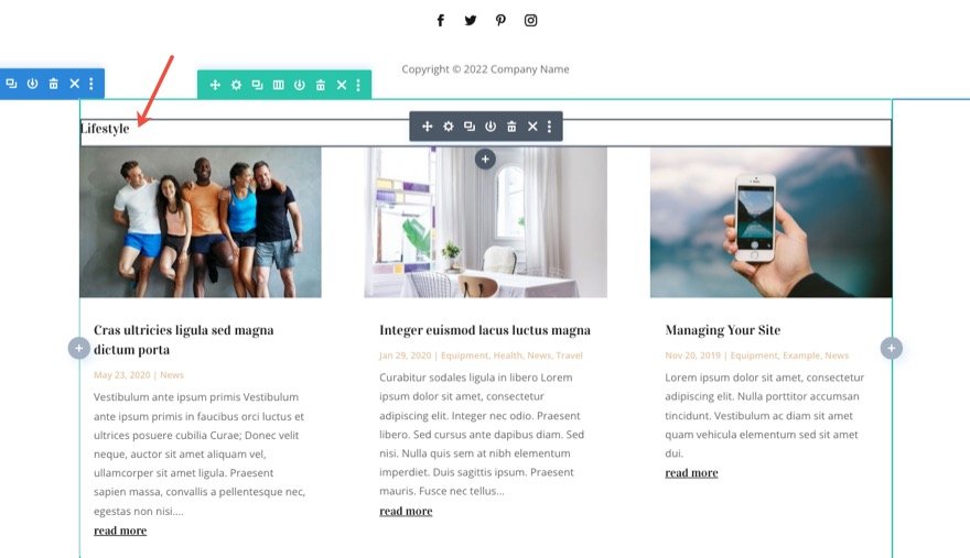 divi 블로그 모듈 플로팅 카드
