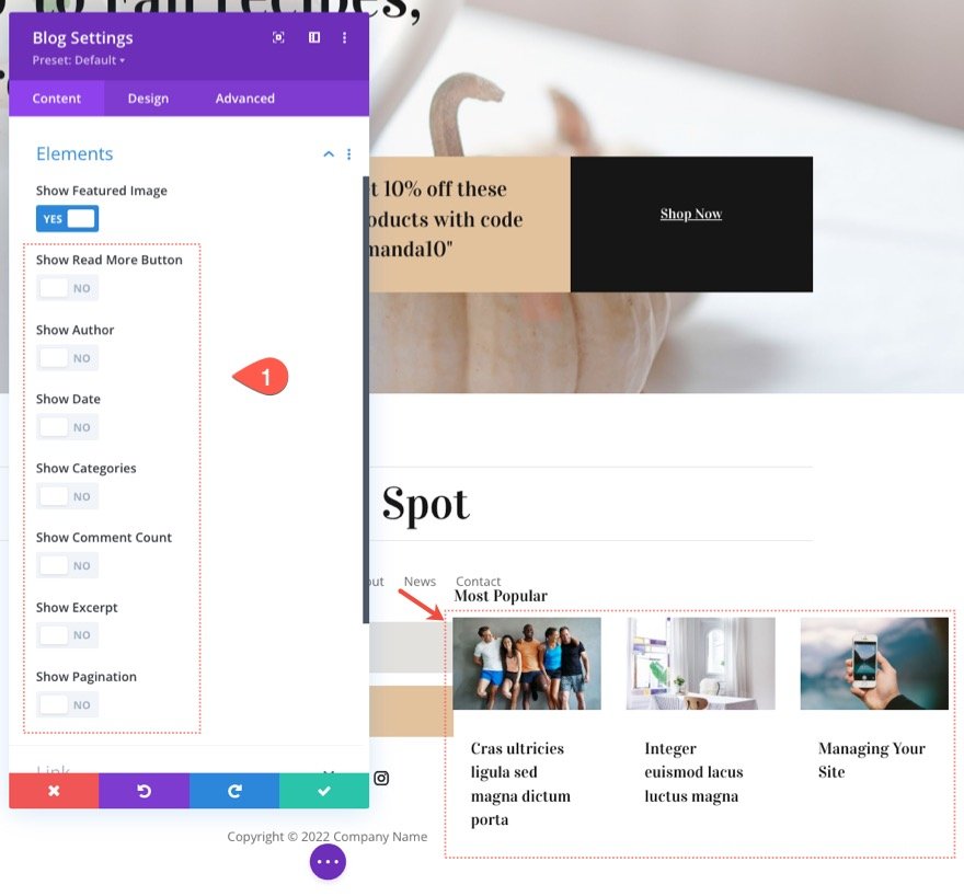 divi 블로그 모듈 플로팅 카드