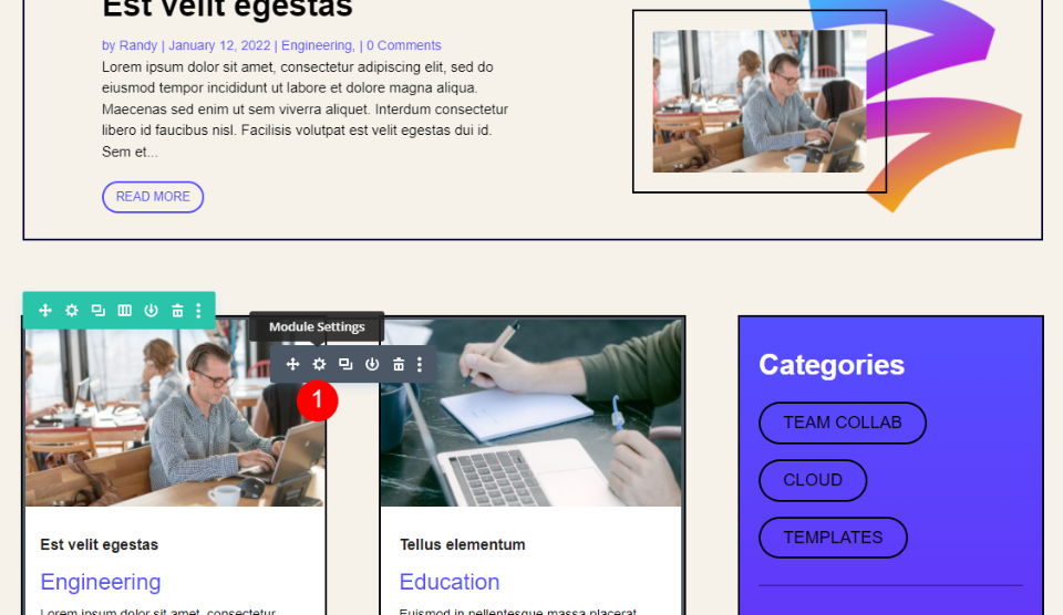 Sezione feed blog