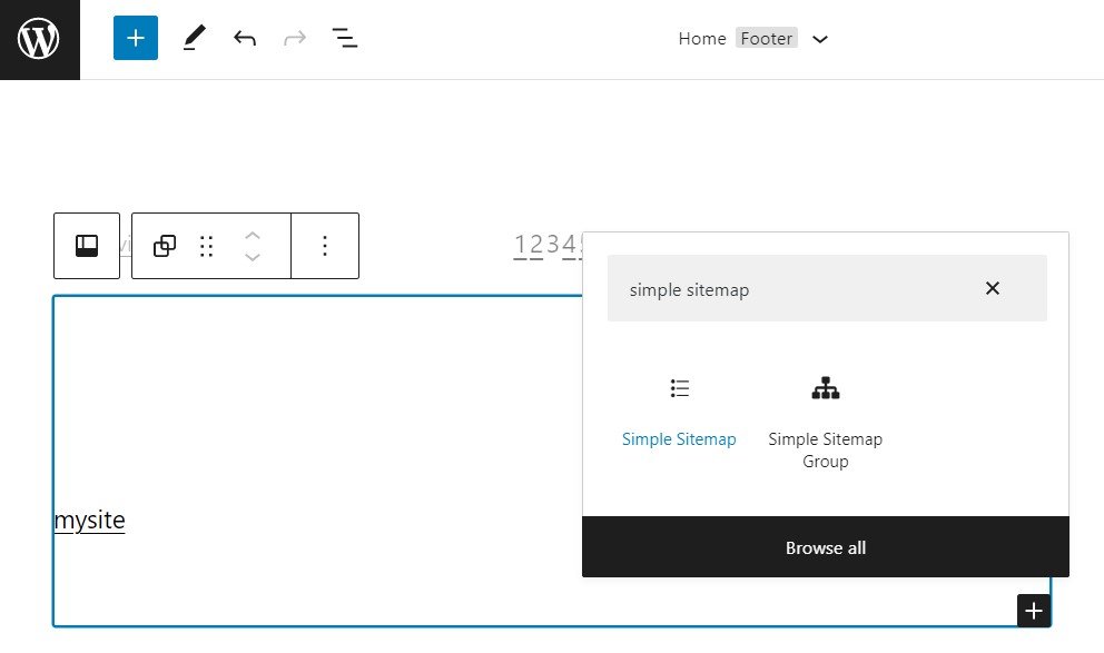 SimpleSitemapブロックをフッターに追加する