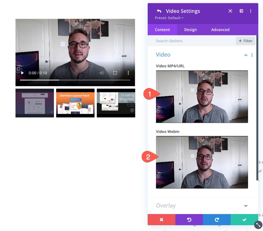 divi 粘性视频滑块