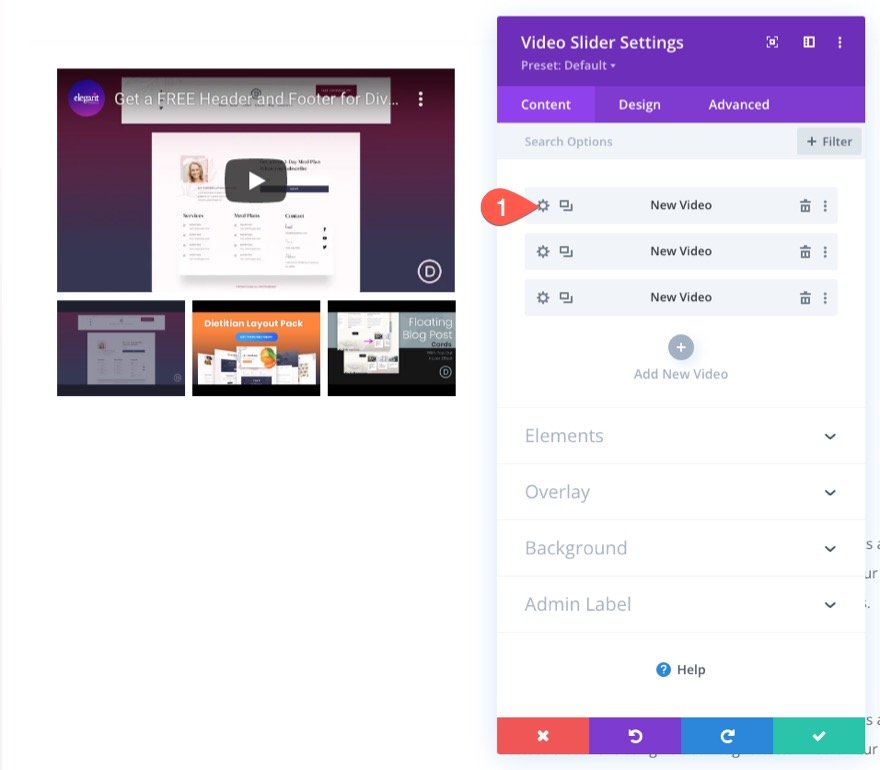 divi 粘性视频滑块