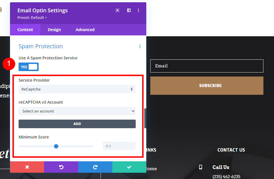 Paramètres du module d'option d'e-mail