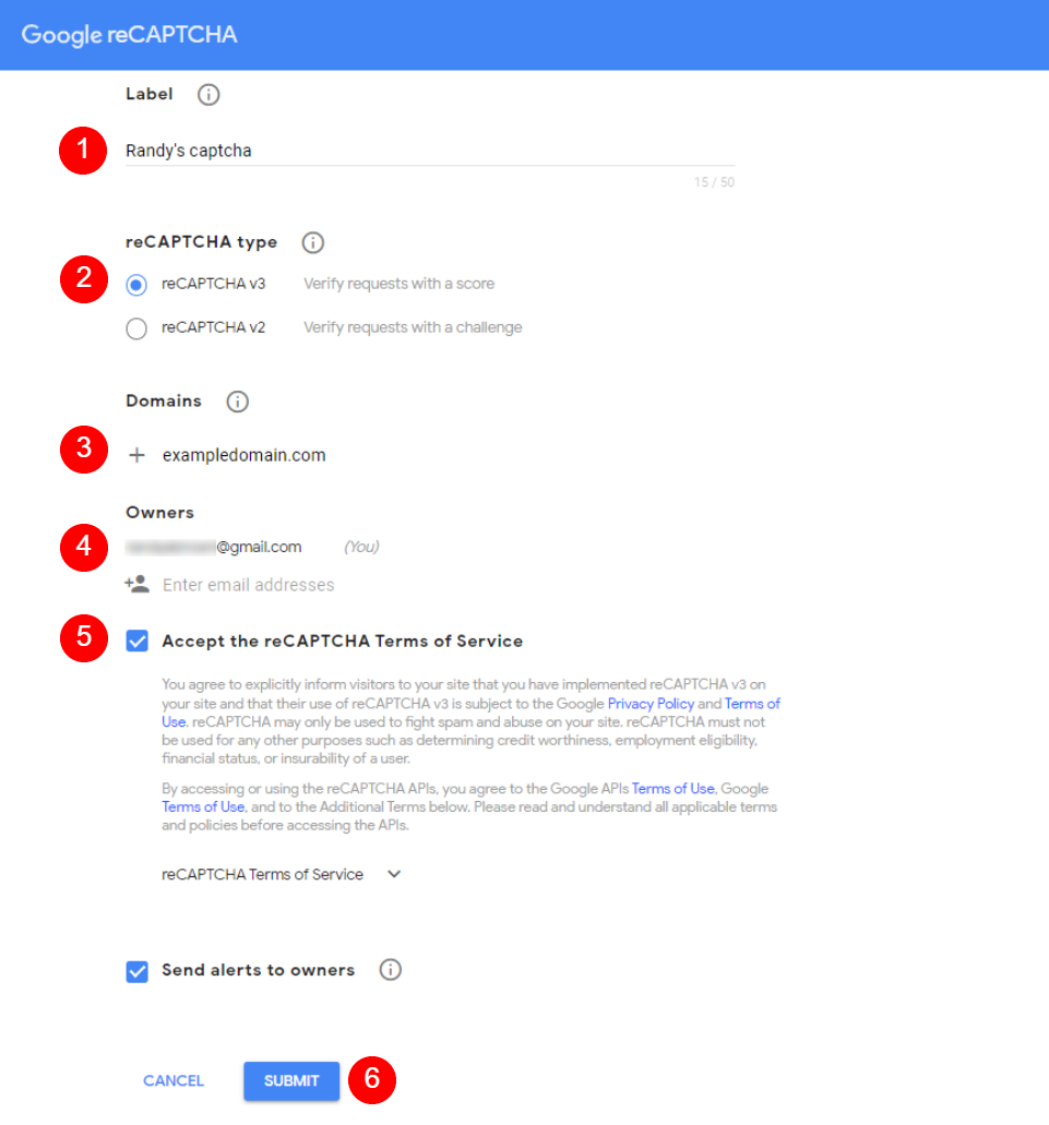 Compte reCAPTCHA v3