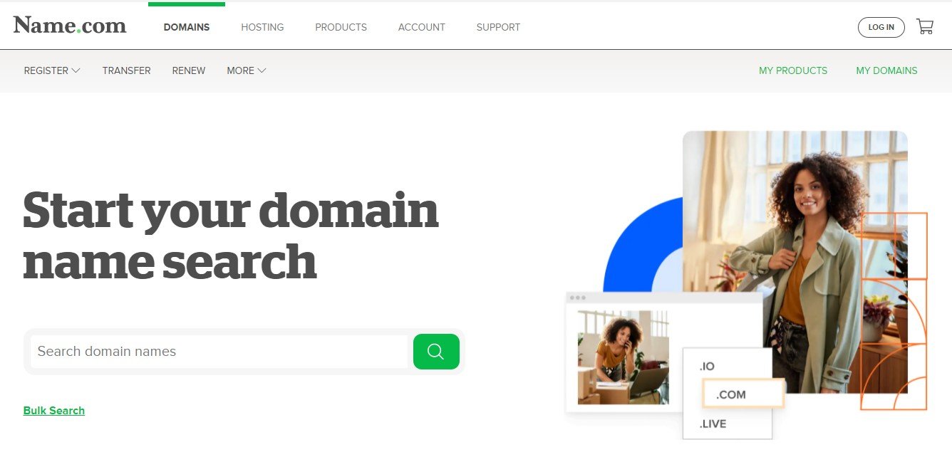 หน้าโดเมน Name.com