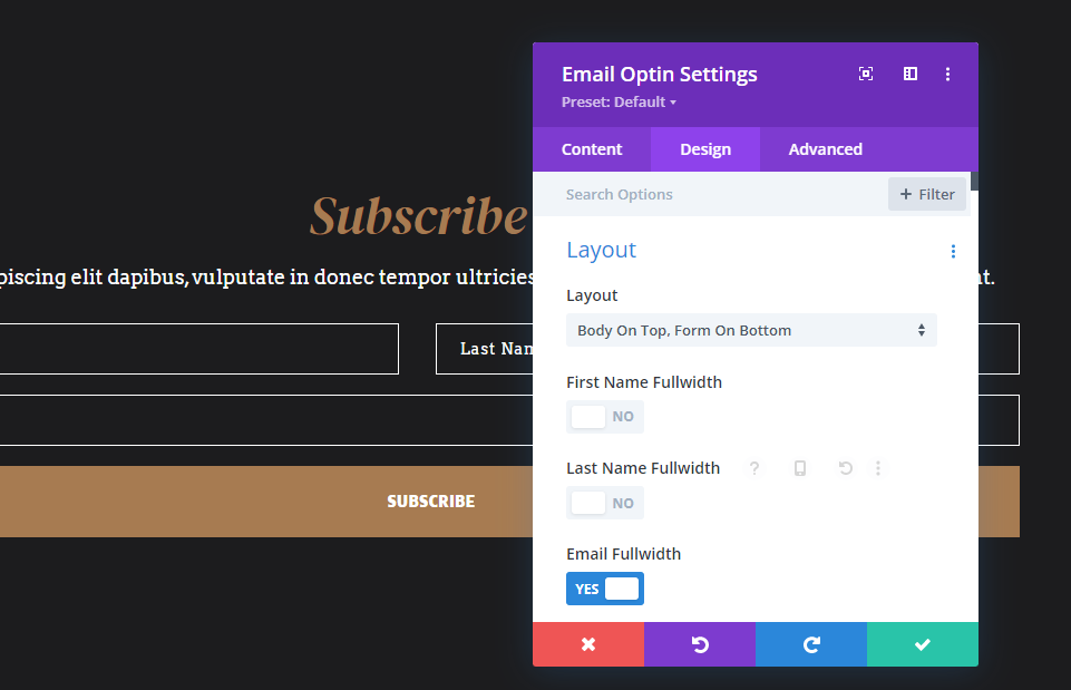 Divi Email Optin Layout Possibilità Quattro