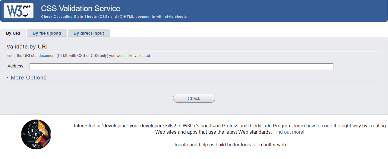 โปรแกรมตรวจสอบ W3C สำหรับ CSS