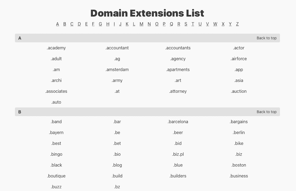 melhores extensões de nome de domínio