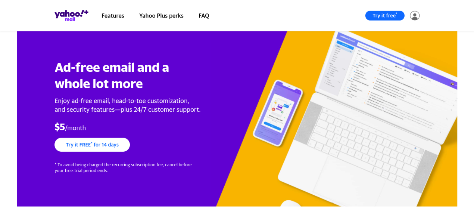 เว็บไซต์ Yahoo Mail Plus