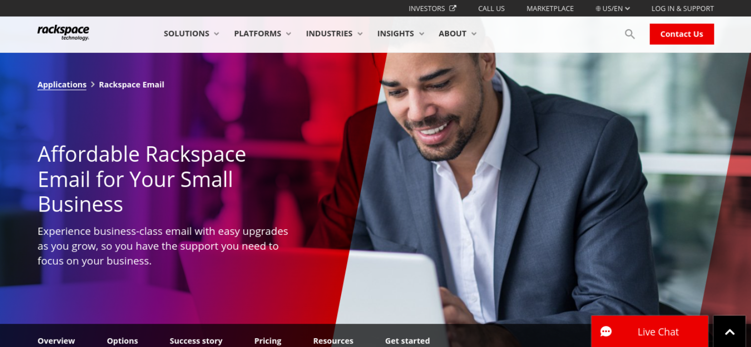 เว็บไซต์ Rackspace Mail
