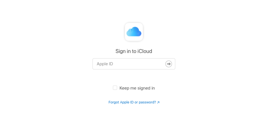 หน้าลงชื่อเข้าใช้เมล iCloud
