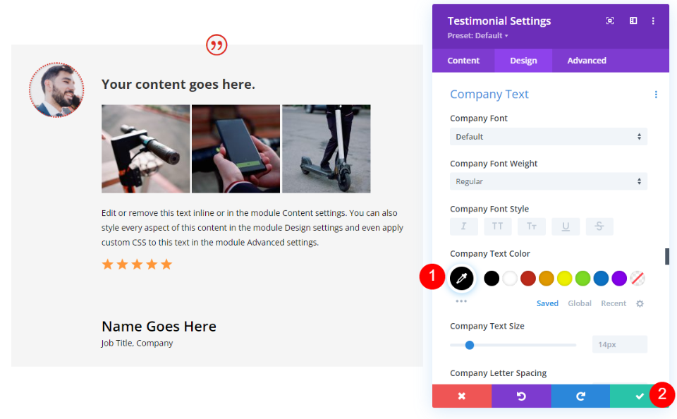 خيار التصميم الأبيض لوحدة شهادة Divi